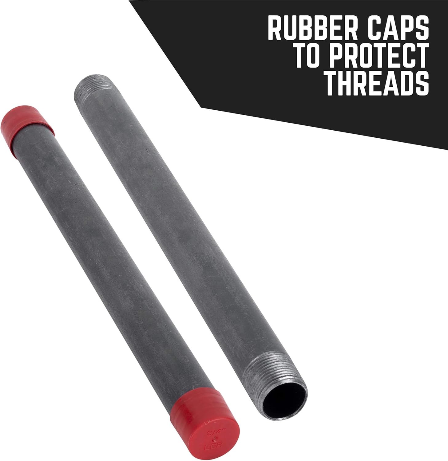PIPE DÉCOR 1/2” x 36” Malleable Cast Iron Pipe Nipple, Pre Cut Connectors