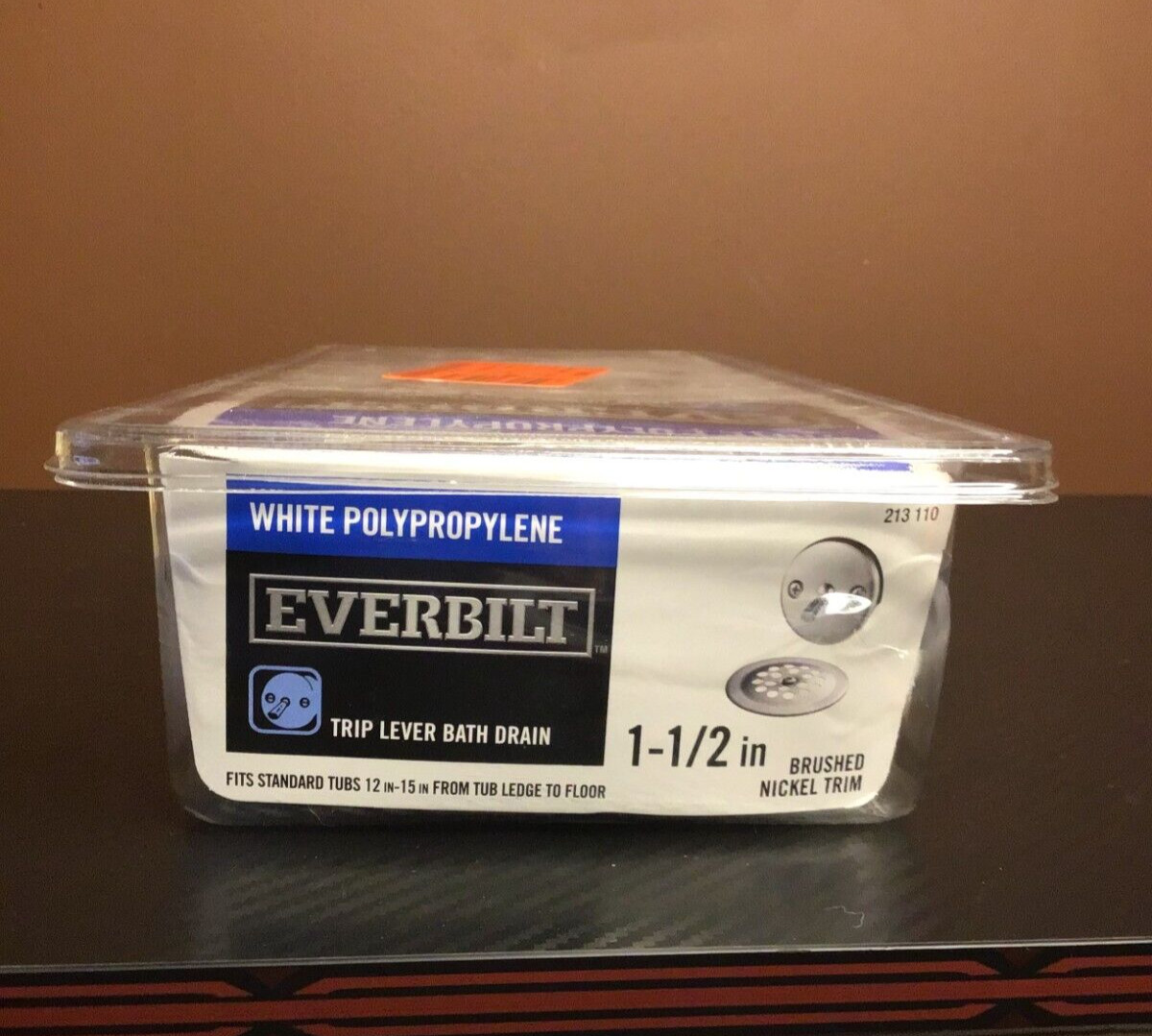 Everbilt Trip Lever 1-1/2″ Poly Pipe Bath Waste & Overflow Drain, Brushed Nickel