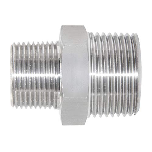 Reducing Hex Nipple, 1/4″ 1/4“ x 1/8” NPT( O.D x O.D: 1/2″ x 3/8″ ) Pack of 2