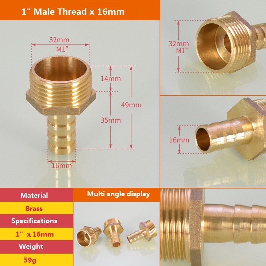 BSP Male/Female Thread x Barb Hose Tail End Connector Brass Fitting For Air Fuel