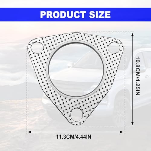 2 PCS Car Exhaust Gaskets, 2.5″ 3-Bolt Exhaust Pipe Connector Gasket,