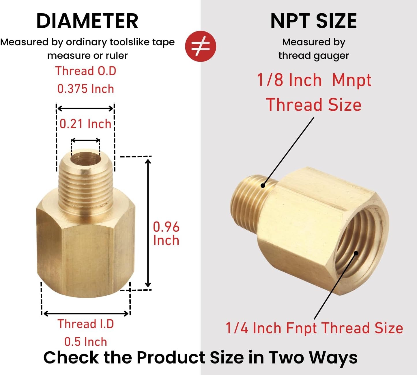 1/4 Inch Female to 1/8 Inch 1/8 Inch NPT Male x 1/4 Inch NPT Female 2 Piece