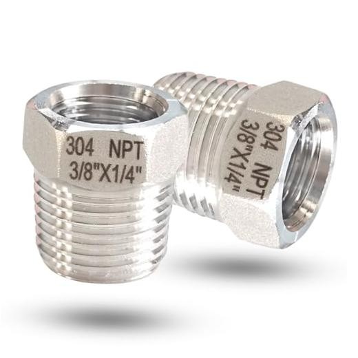 3/8″ NPT Male to 1/4″ NPT Female Reducer Bushing, 304 3/8mnpt x 1/4fnpt