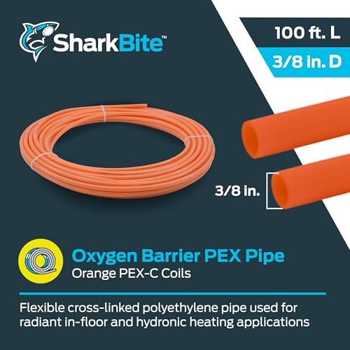 3/8 Inch x 100 Feet Orange PEX Pipe, Made in the USA, Oxygen Barrier Flexible