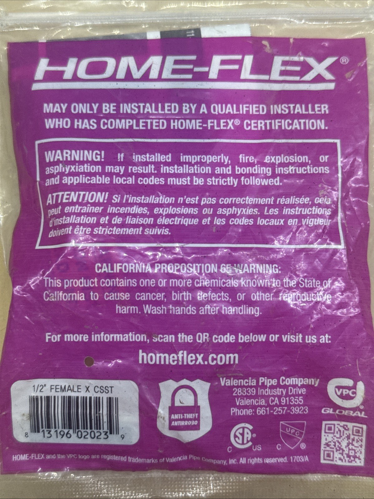 HOME-FLEX 1/2″ X 1/2″ CSST UNION FITTING 1-piece New *READ DESCRIPTION