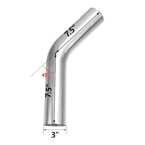 Exhaust 45 Degree Tube 3″ OD 2 Pack, Stainless Steel 3.0″ 45 Degree – 2pcs