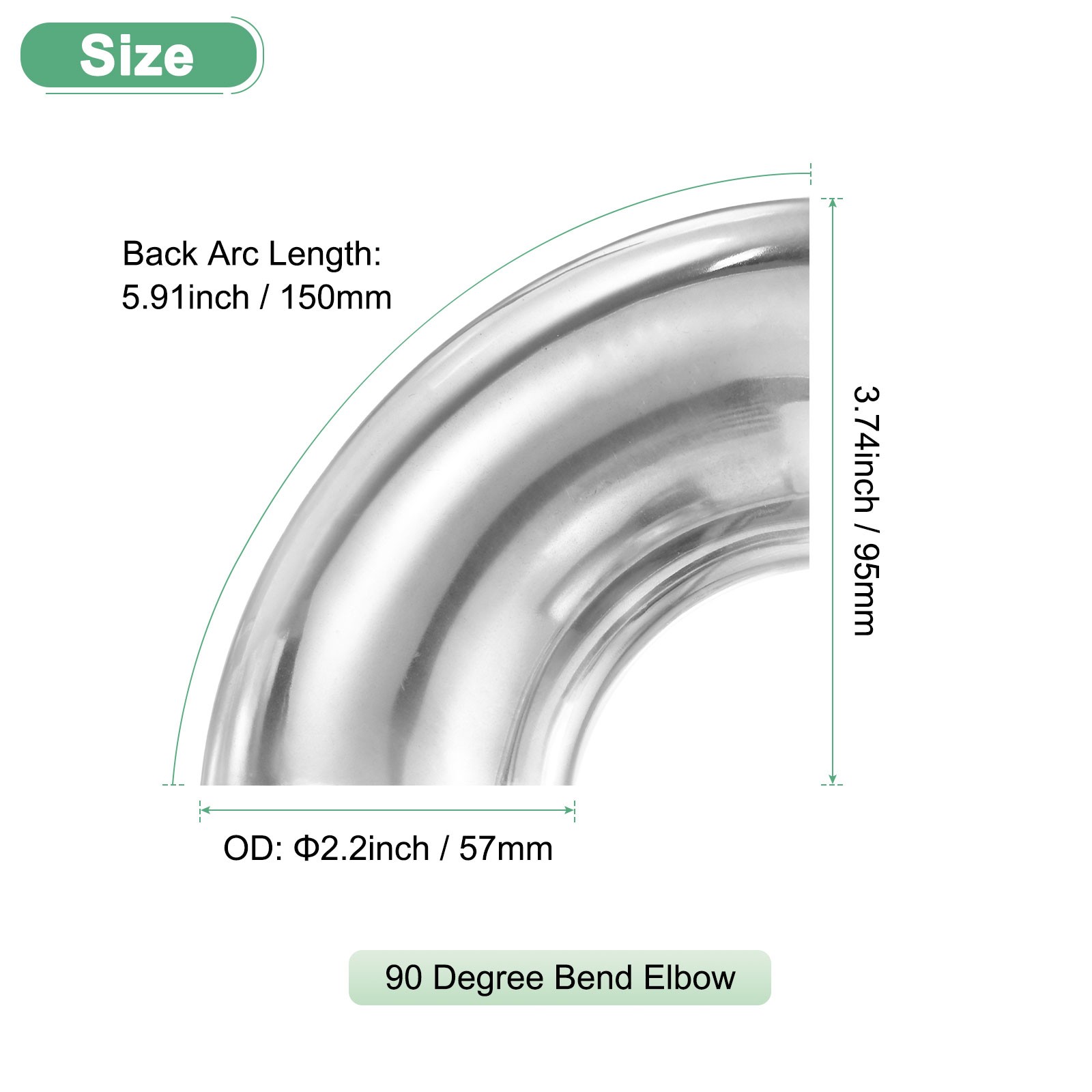 4-Pack OD 2.2 Inch 90 Degree Mandrel Bend Elbow, Thicken 1.5 mm Height 95 mm