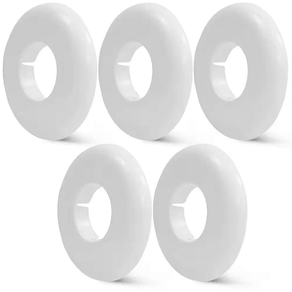 1-1/4 In. Floor and Ceiling Plate Cover Split Flange, PVC Escutcheon Plate, Univ