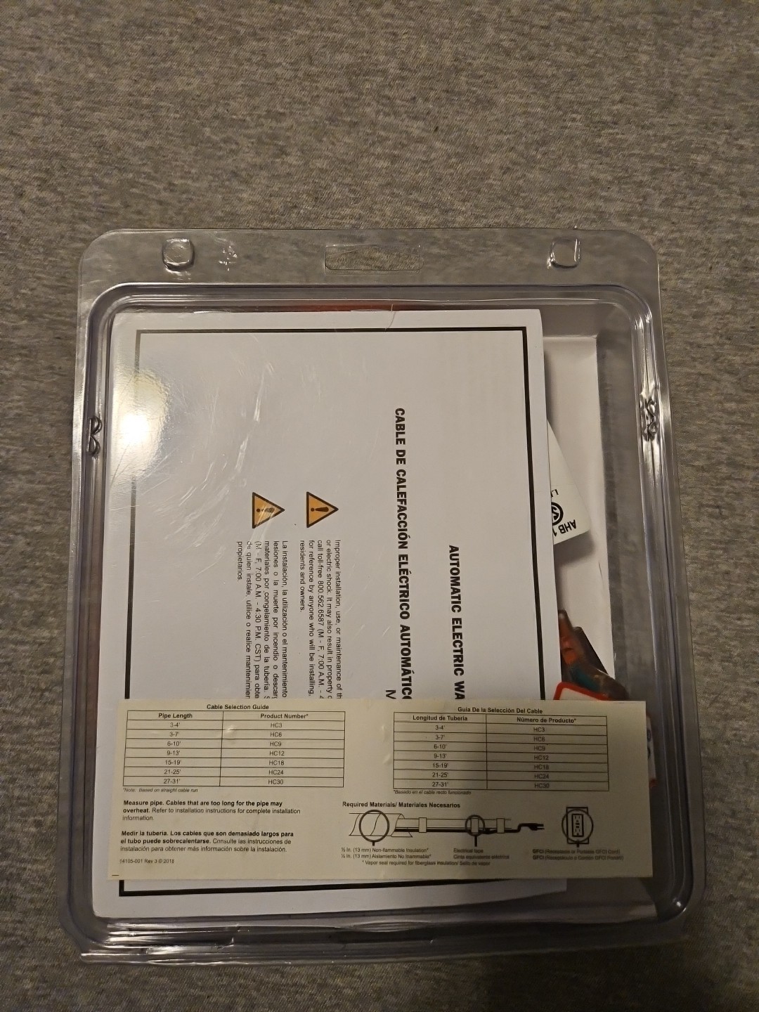 Frost King Electric Water Pipe Heat Cable, NEW In Package