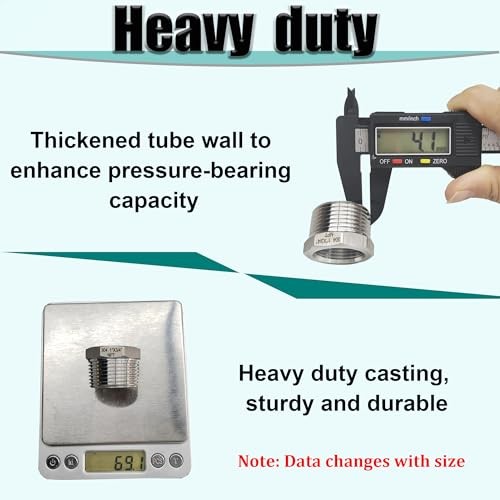 1/2″ NPT Male to 1/4″ NPT Female Hex Bushing Reducer, 304 1/2” MNPT x 1/4” FNPT