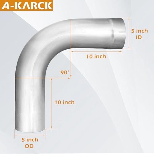 Exhaust 90 Degree Tube 5″ OD, Exhaust Elbow 90 Degree 5.0″ID/OD 90 Degree-18″
