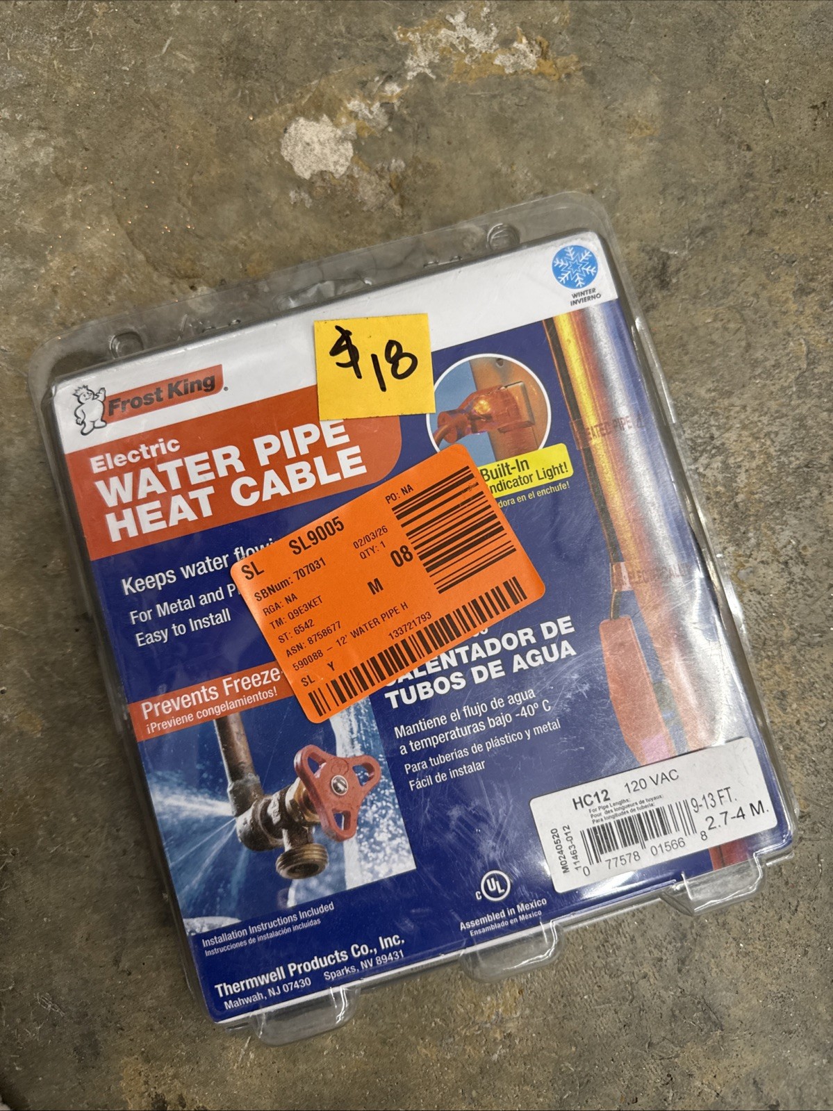 10 Pack- Thermwell Frost King Heat Tape 12 Feet Pipe Heating Cable – HC12