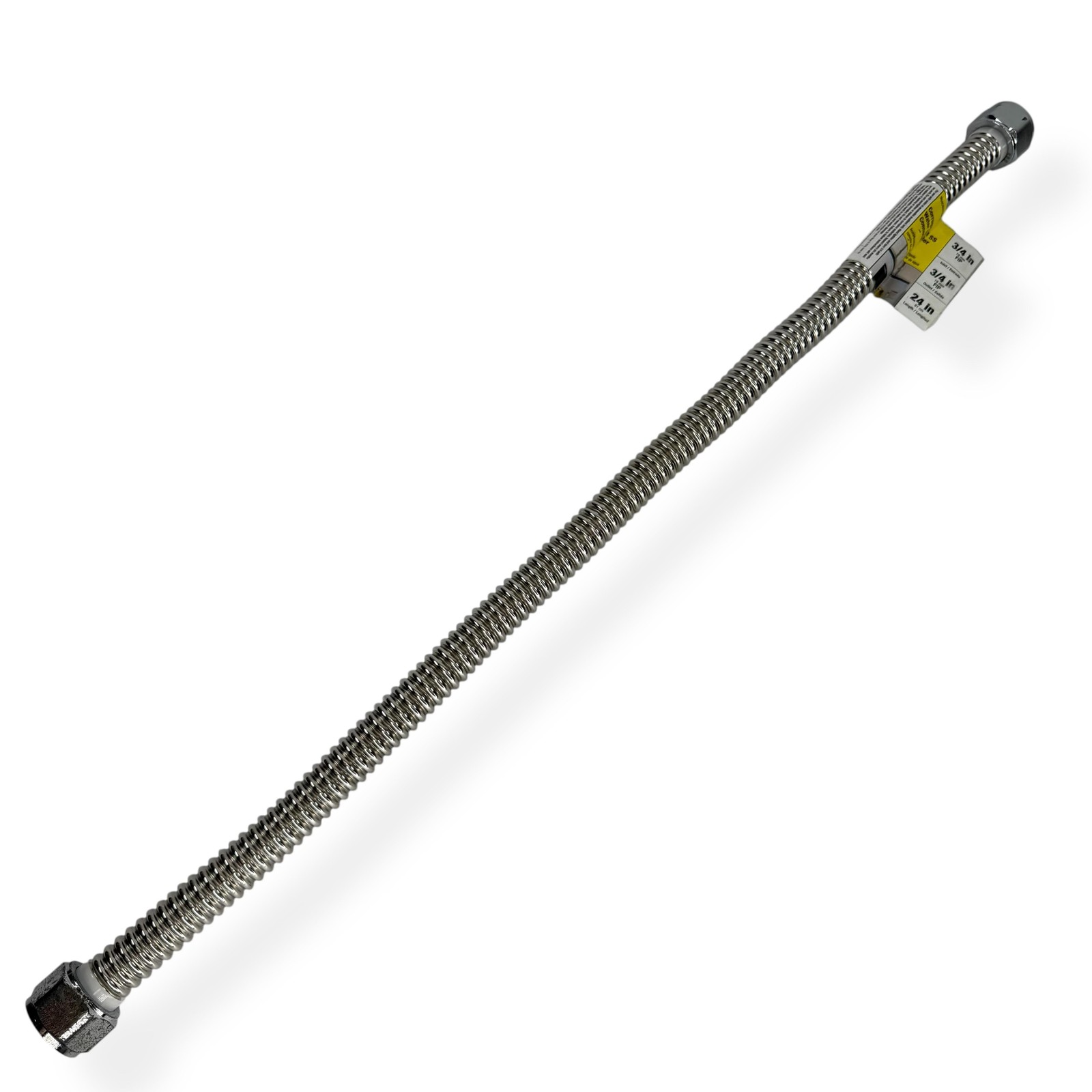 Corrugated SS Water Heater Connector 3/4 In FIP 24 In Stainless Flex Supply Line