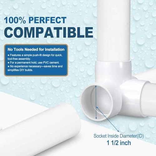 Pack 1 1/2″ SCH0 PVC Elbow Pipe Fittings-Way PVC Elbow 4 1 1/2″ SCH40 (4-Way)