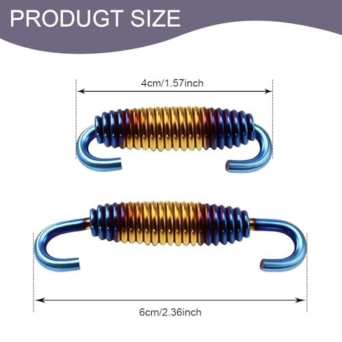 2PCS Motorcycle Exhaust Springs, 58mm Stainless Steel Motorcycle Colorful