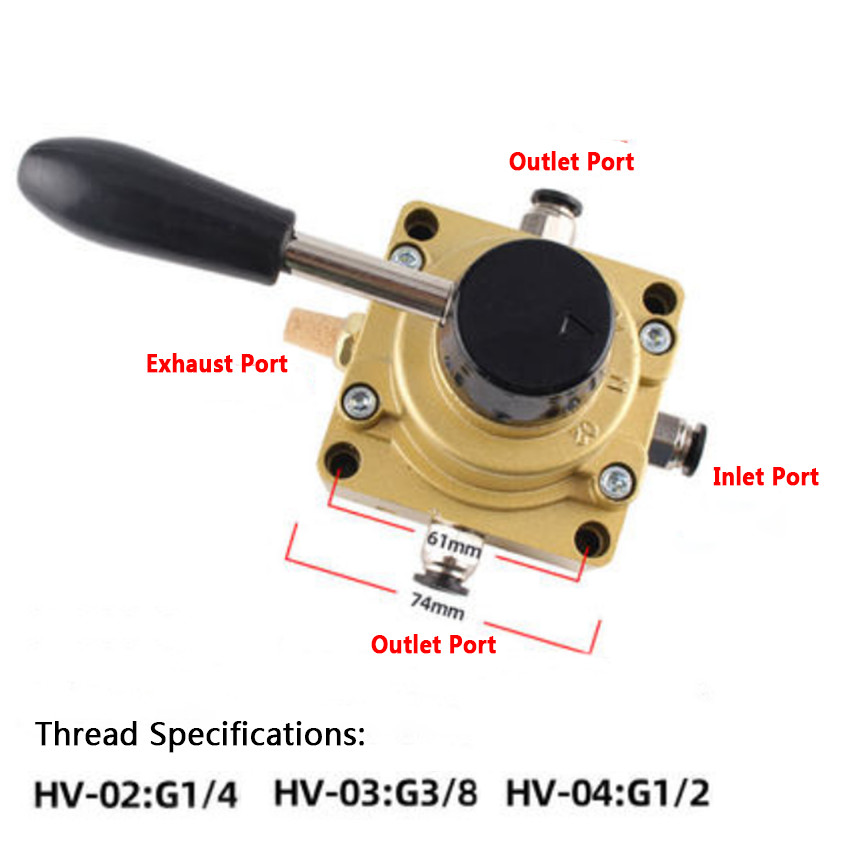1/4 3/8 1/2 BSP 4 Way Pneumatic Rotary Lever Hand Flow Control Valve HV-02/03/04