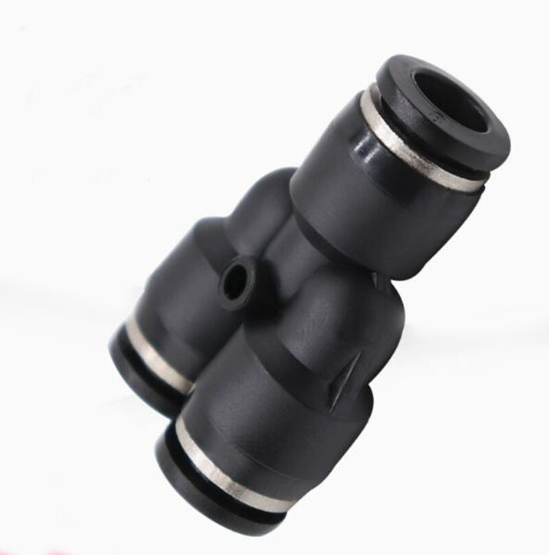 Pneumatic Push In Fittings Hose Tube Stem Join Adapter Tee Quick Connector Black