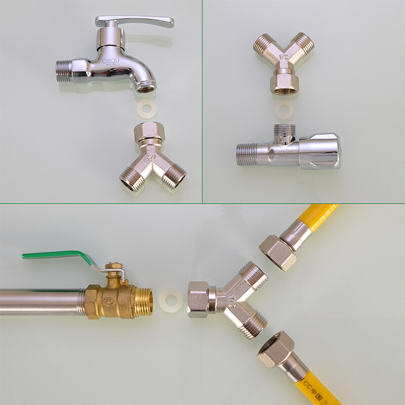 1/4″ 3/8″1/2″ BSP Brass Pipe Y Type Connector Female/Male Thread Coupler Adapter