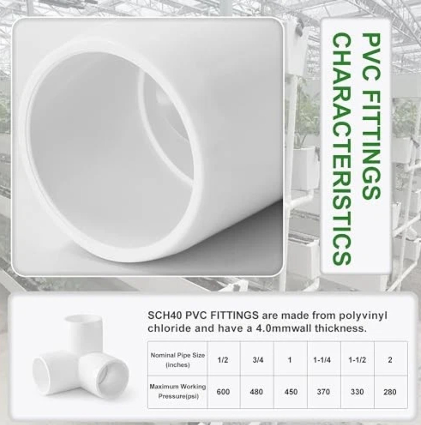 3 Way PVC Pipe Fittings PVC Elbow Corner Side Outlet Tee 1″ Inch 4pcs White