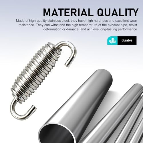2 PCS Motorcycle Exhaust Springs, Stainless Steel Exhaust Pipe Spring Silver