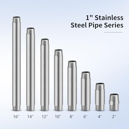 1″x2″ 30Stainless Steel Pipe, 1″ NPTx 1″ NPT Male Threaded Nipple, 2 Inch 4