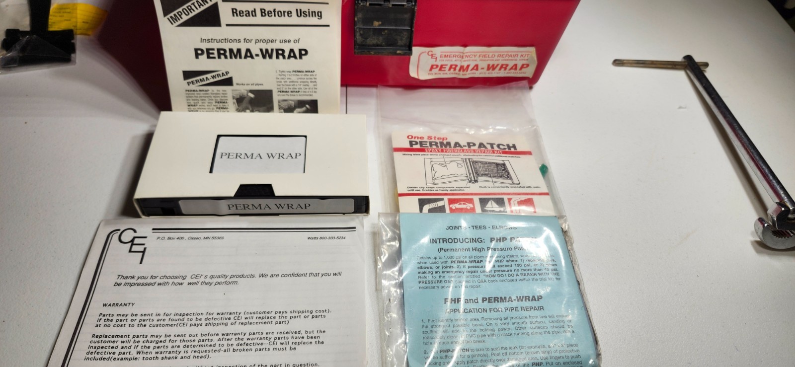 PERMA-WRAP (Vintage) Unused Wrap Emergency Repair Kit w/AKRO-MILS Pro Box & Acc.