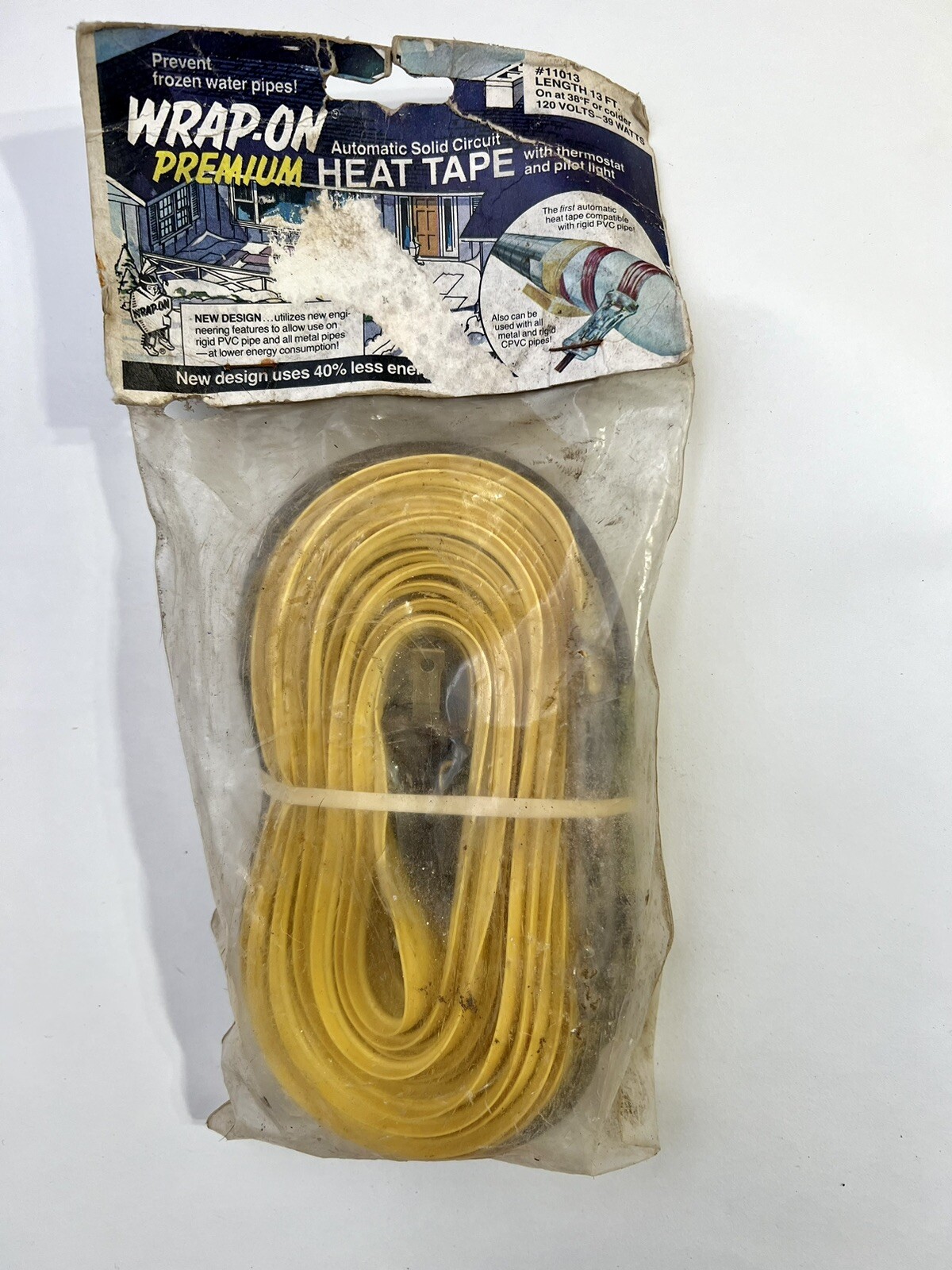 WRAP-ON 11013 Solid Circuit Heat Tape 13’ 120V 39 watts Thermostat premium NOS
