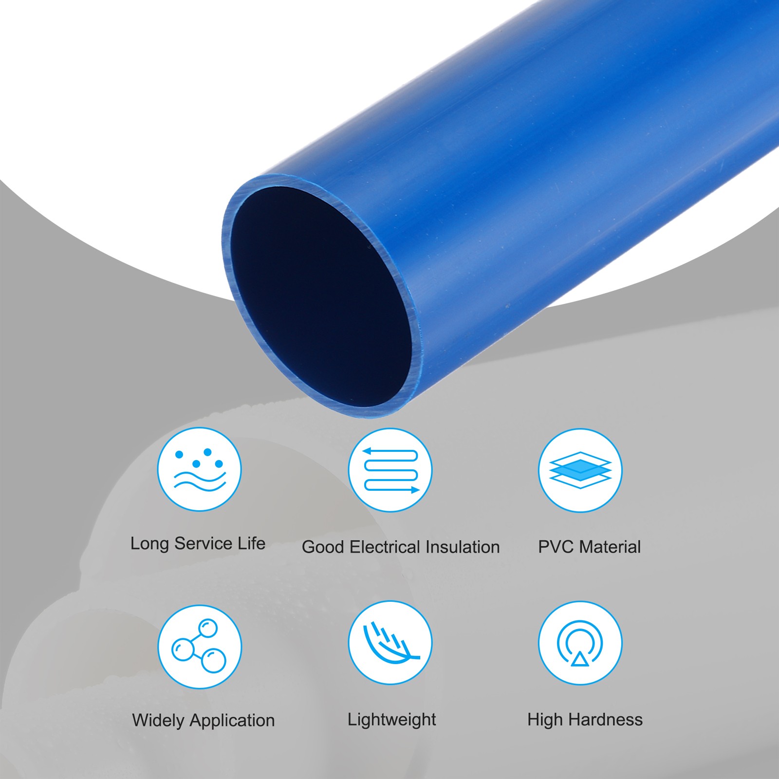 PVC Rigid Round Pipe 36mm ID 40mm OD 500mm Blue High Impact for Water Pipe