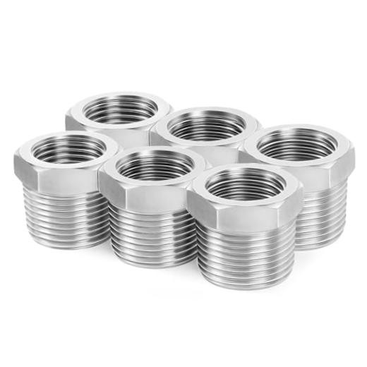 304 Stainless Steel Pipe Fitting, Reducer Hex Bushing 1/2″ MNPT x 1/4″ FNPT 6
