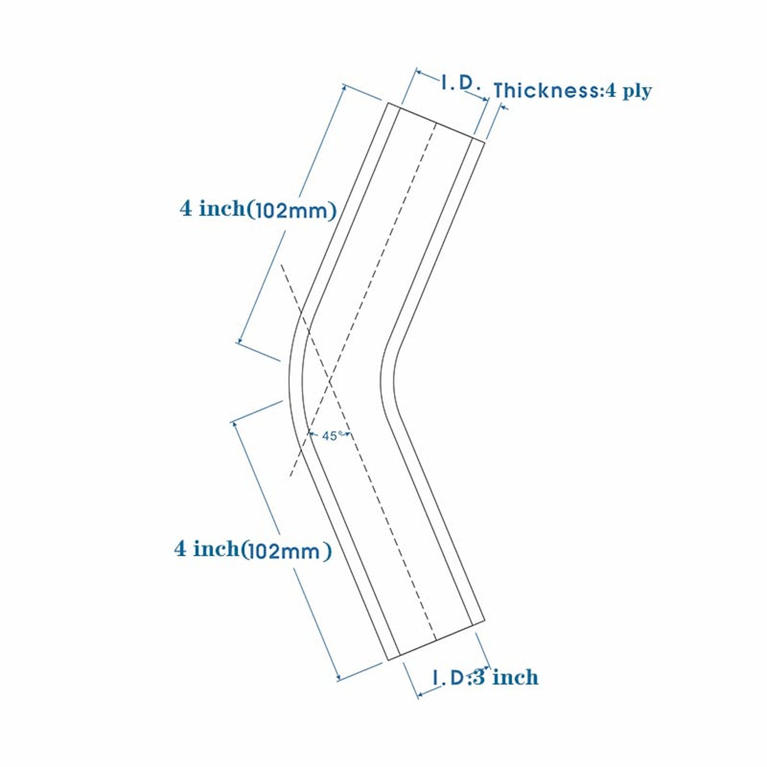 45 Degree Elbow silionce Coupler Reinforced Hose,4-Ply Turbo/Intercooler/Inta…