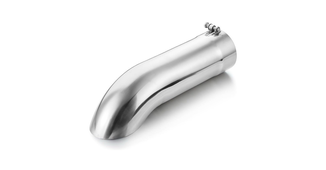 Inlet Turn Down Exhaust Tip Inside Diameter Inlet, 15’’ Length 4 Inch Silver