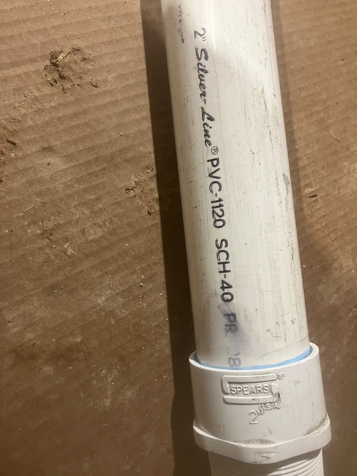 2” Silver-line Schedule 40 pipe. Pipe is 12” long with 2” male pipe thread