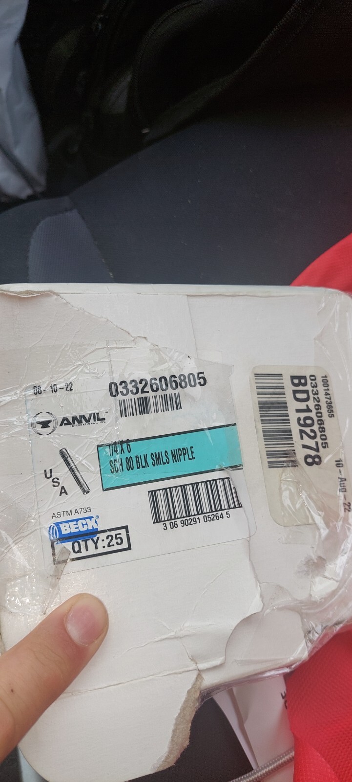 S 25 pieces ship from Canada Beck 0332606805 1/4″ X 6″ Black Pipe Nipple Sch 80