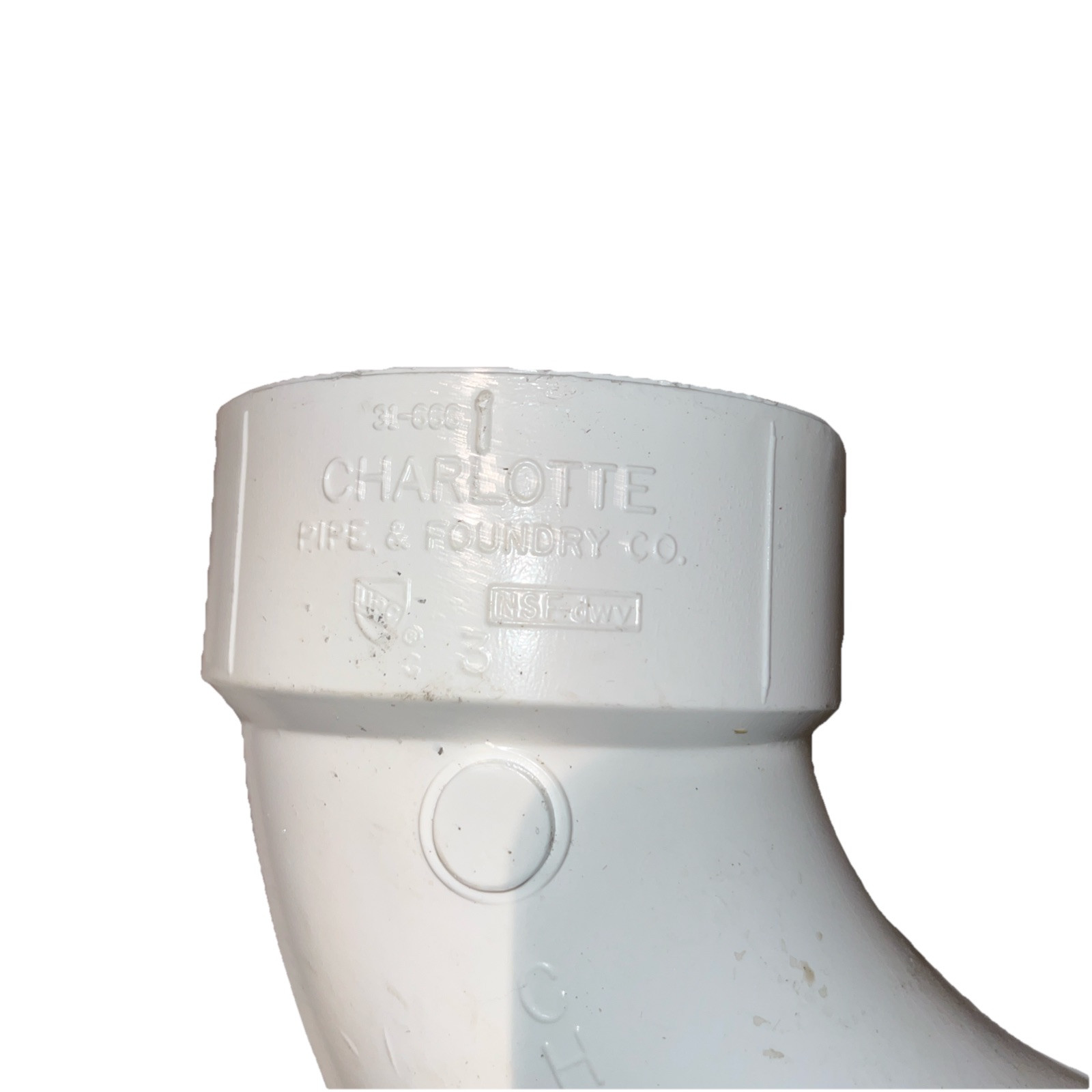 New Charlotte 3″ Schedule 40 – 90 Degree Elbow with 1 Hub – White – PVC003091000