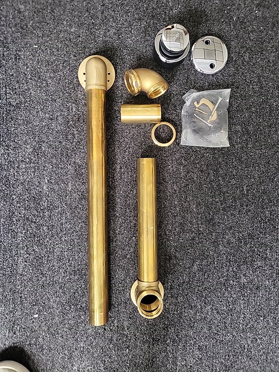 17 Gauge Brass Metal Tip-Toe Trim and 2-Hole Overflow Cover, Polished Chrome