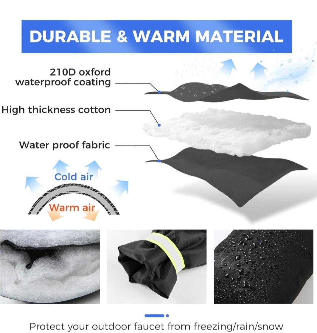 2-Pack YOGINGO Outdoor Faucet Covers Winter Freeze Protection – Thick Insulated