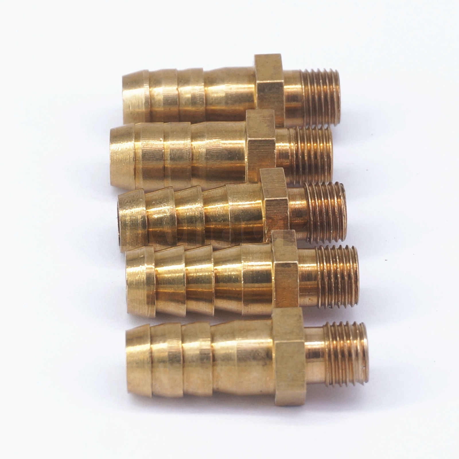 5pcs Hose Barb 10mm- M10*1mm Metric Male Brass Splicer Adapter Pipe Fittings