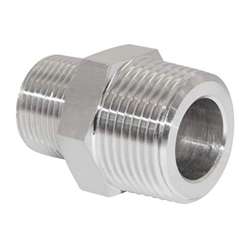 Reducing Hex Nipple, 1/4″ 1/4“ x 1/8” NPT( O.D x O.D: 1/2″ x 3/8″ ) Pack of 2