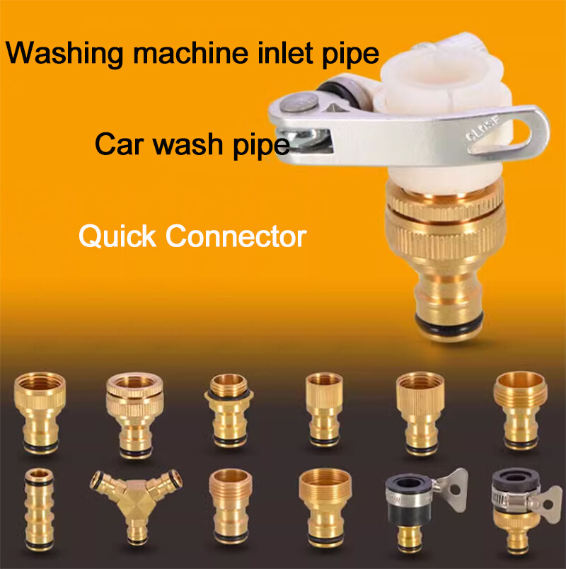 3/4″1/2″ Garden Watering Water Hose Pipe Brass Fitting Spray Gun Tap Connector