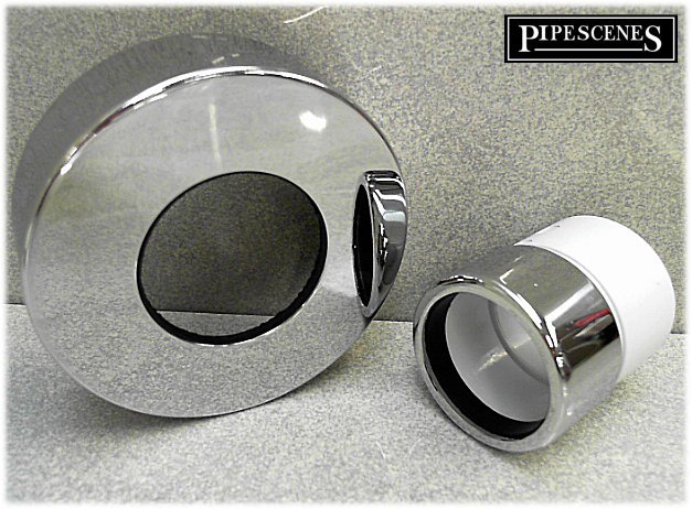 Chrome Waste Pipe 32mm 35mm to Plastic Adaptor Coupling with Chrome Wall Shroud