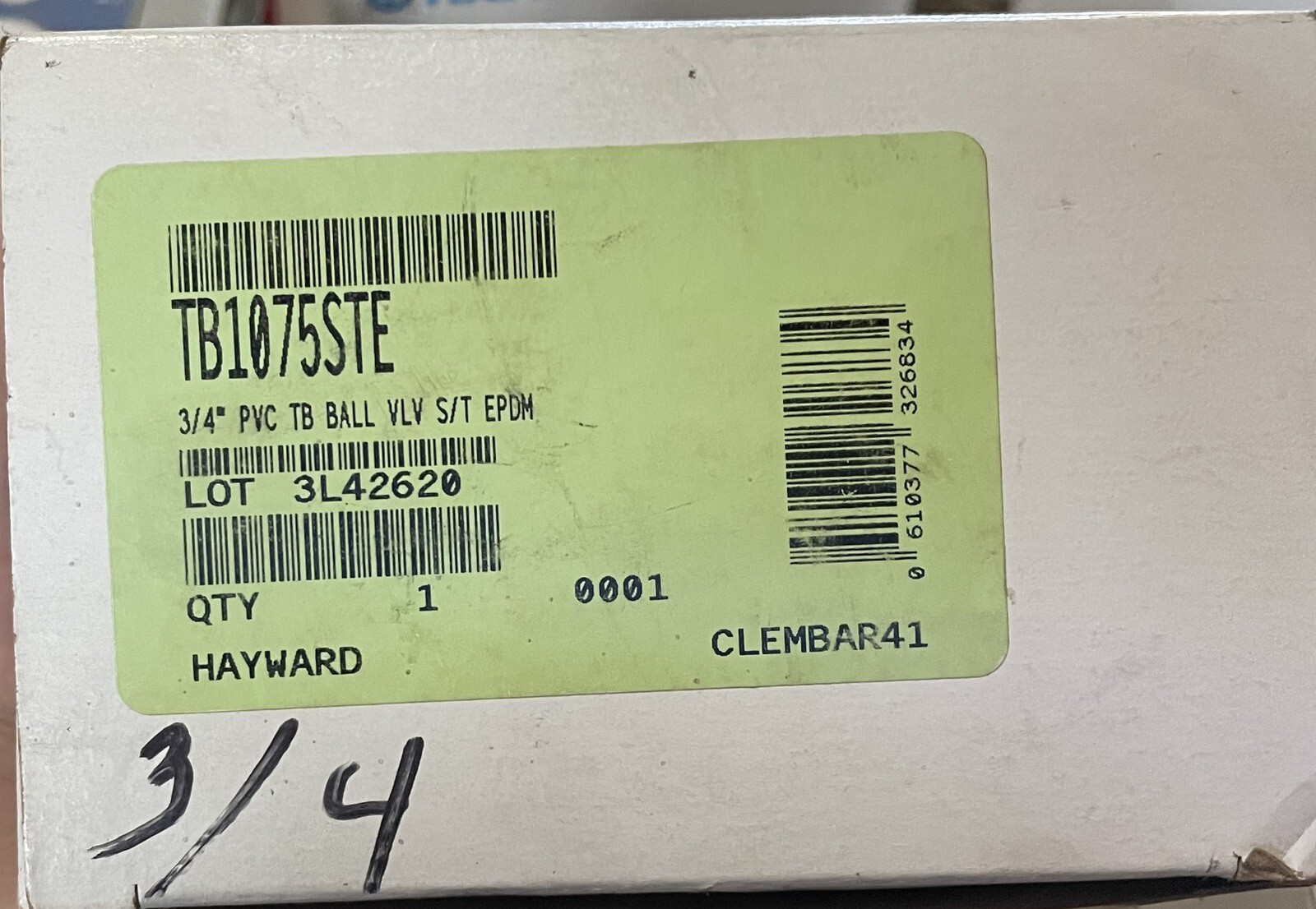 Hayward TB1075STE 3/4″ PVC True Union Ball Valve Socket w/ Socket/Threaded EPDM