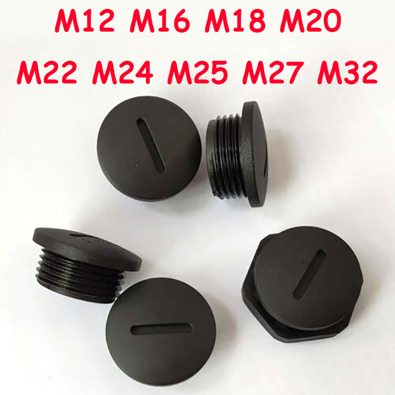 M12~M32 Black Plastic Nylon Male Blanking Plug with Hex Nut Waterproof Seal