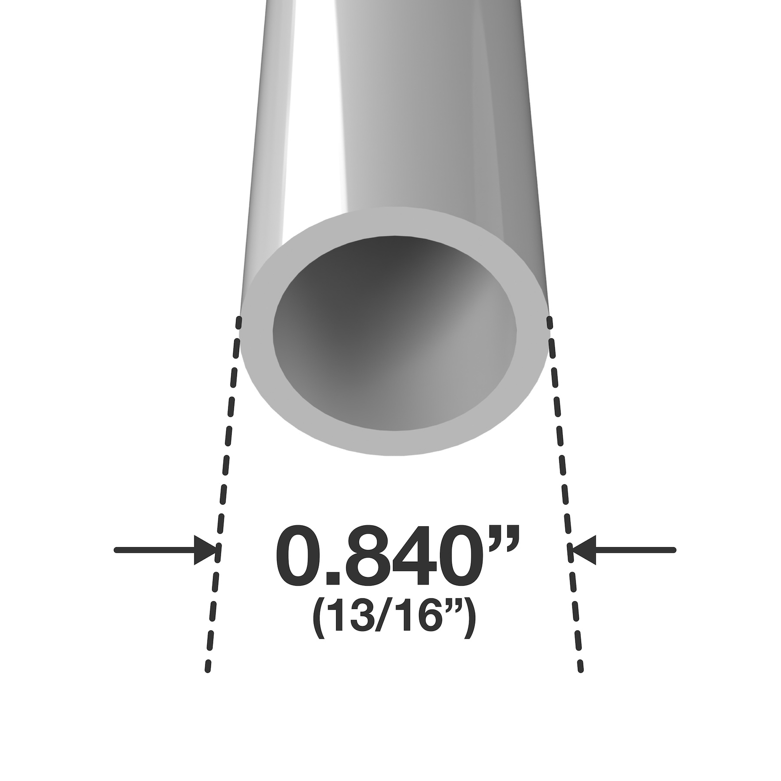 1/2″ Sch 40 Furniture Grade PVC Pipe, 40″L, Gray (3-PK), FORMUFIT – Made in USA
