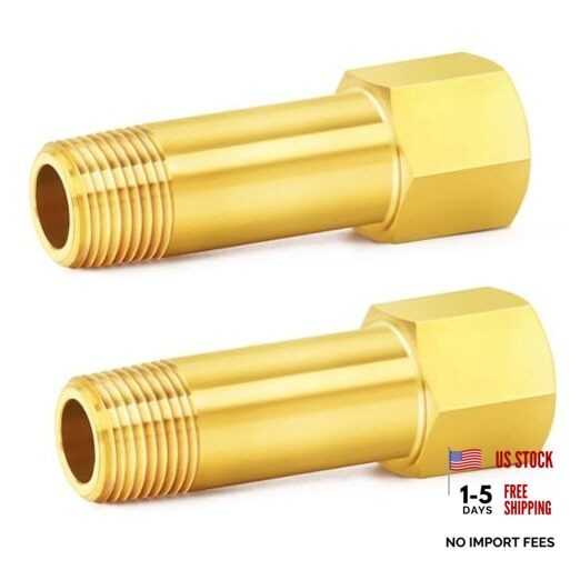 Brass Pipe Fitting, Long Nipple Pipe 1/8″ MNPT x 1/8″ FNPT 2″ Length(50MM)