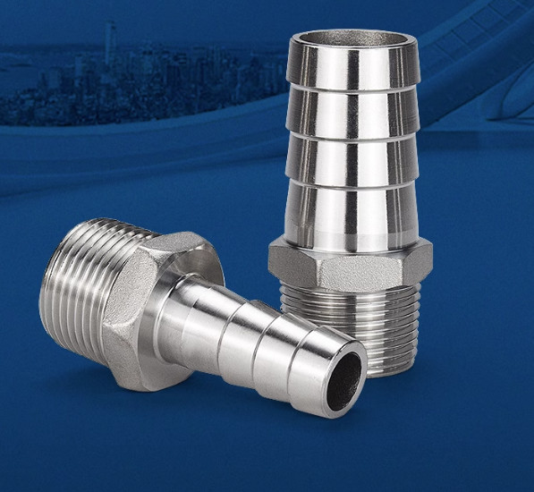 304 Stainless Steel Male Thread Fitting Barb Hose Tail End Connector 1/8″-2″