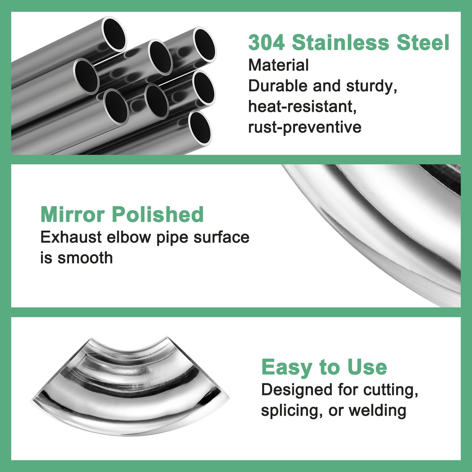 4-Pack OD 2 Inch 90 Degree Mandrel Bend Elbow, Thicken 1.5 mm Height 80 mm