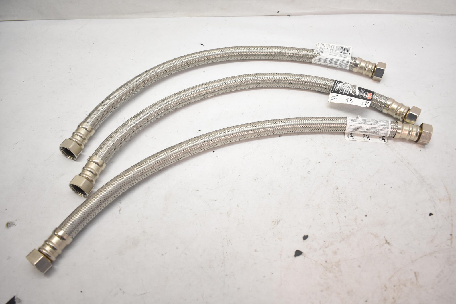Lot Of 3 Fluidmaster PRO1H24 24 In 3/4 FIP Braided Hose Water Heater Stainless