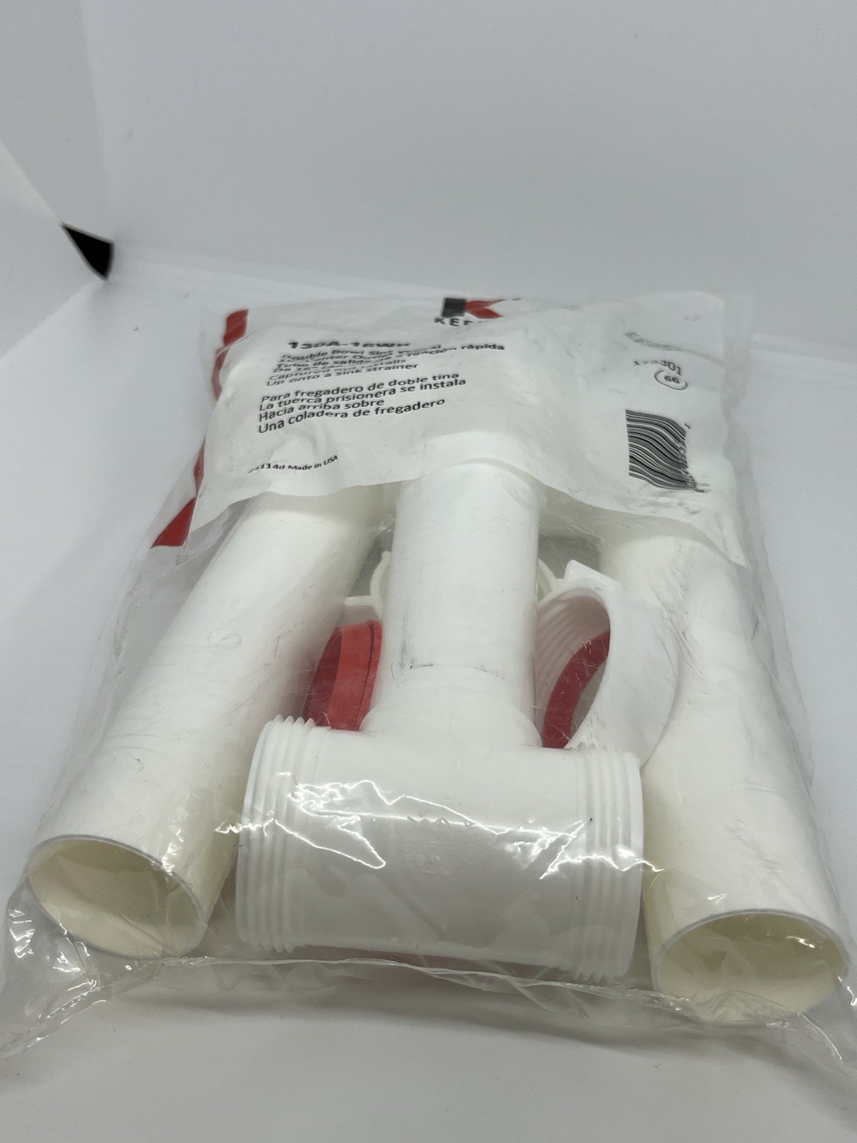 Keeney 1-1/2″ x 16″ Center Outlet Waste Kit Double Bowl Sink White 130A-16WK