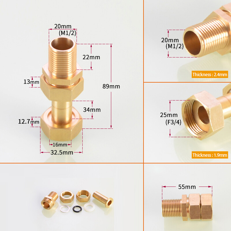 1/2″ 3/4″ 1″ BSP Brass Male/Female Thread Water Meter Union Connector Expandable
