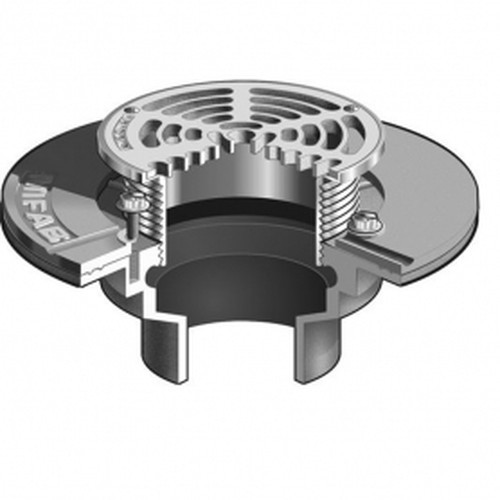 MIFAB F102-5-1 Floor Drain 2″ Cast Iron Nickel Bronze Strainer No Hub Outlet